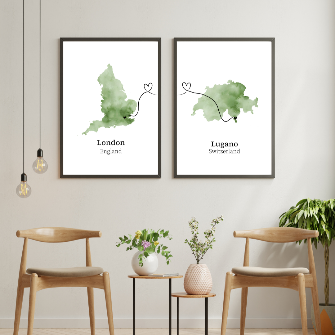 Custom Two Location Poster Set